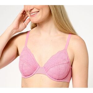 Fashion Women's Bra Sz 42DD All Worthy Lace Unlined Underwire Pink A275010